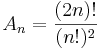 A_n = \frac{(2n)!}{(n!)^2}