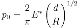 p_0=\frac{2}{\pi}E^*\left(\frac{d}{R}\right)^{1/2}