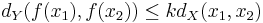 d_Y(f(x_1), f(x_2)) \leq k d_X(x_1, x_2)