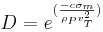 D = e^{(\frac{-c \sigma_m}{\rho_P v_T^2})}