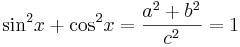  {\sin}^2 x + {\cos}^2 x = \frac{a^2 + b^2}{c^2} = 1