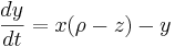 \frac{dy}{dt} = x (\rho - z) - y