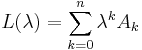 L(\lambda) = \sum_{k=0}^n \lambda^k A_k