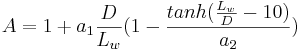 A = 1+a_1\frac{D}{L_w}(1-\frac{tanh(\frac{L_w}{D}-10)}{a_2})