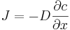 J = - D \frac{\partial c}{\partial x}