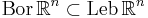 \mbox{Bor}\, \R^n \subset \mbox{Leb}\,\R^n