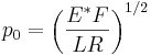 p_0=\left(\frac{E^*F}{LR}\right)^{1/2}