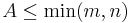  A \leq \min(m,n) 