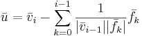 \bar{u} = \bar{v} _i - \sum _{k=0} ^{i-1} \frac{1}{ |\bar{v}_{i-1}||\bar{f}_k| } \bar{f}_k