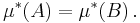 \mu^* (A) = \mu^* (B)\,.