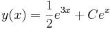 y(x) =  {1 \over 2}e^{3x} + Ce^x