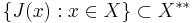  \{J(x): x \in X\} \subset X^{**} 