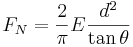 F_N=\frac{2}{\pi}E\frac{d^2}{\tan \theta}