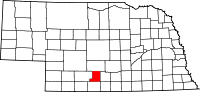Karta över Nebraska med Gosper County markerat