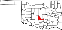 Karta över Oklahoma med McClain County markerat
