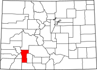 Karta över Colorado med Hinsdale County markerat