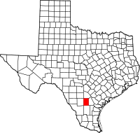Karta över Texas med McMullen County markerat