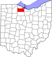 Karta över Ohio med Sandusky County markerat
