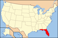 Karta över USA med Florida markerad