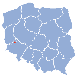 Polen med Głogów markerat