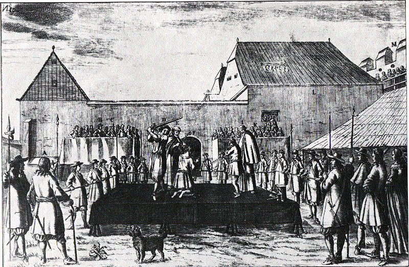 Fil:Petru Zrinskom i Krsti Frankopanu odrubljene su glave u Beckom Novom Mjestu 30.4.1671. god.jpg