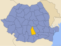 Administrativ karta över Rumänien med distriktet Dâmboviţa utsatt