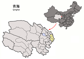 Haidongs läge i Qinghai, Kina.