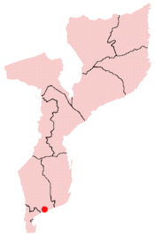 Xai-Xai utmärkt på en karta över Moçambique