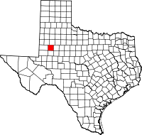 Karta över Texas med Dawson County markerat