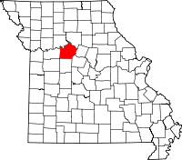 Karta över Missouri med Saline County markerat