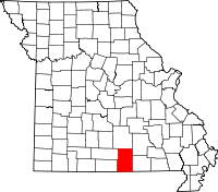 Karta över Missouri med Howell County markerat