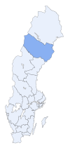 Västerbottens läns läge i Sverige