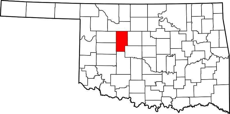 Fil:Map of Oklahoma highlighting Blaine County.svg