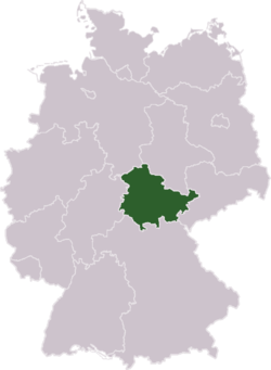Tyskland med Thüringen markerat