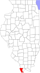 Karta över Illinois med Alexander County markerat