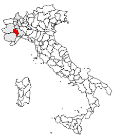 Karta över Italien, med Asti (provins) markerat
