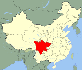 Sichuans läge i Kina.
