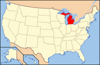 Karta över USA med Michigan markerad
