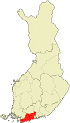 Karta som visar läget för landskapet Nyland