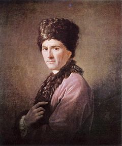Porträtt av Rousseau i Skottland 1766.