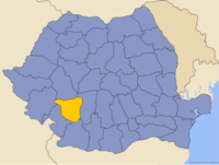 Administrativ karta över Rumänien med distriktet Gorj utsatt