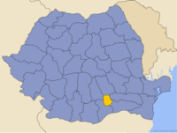 Administrativ karta över Rumänien med distriktet Ilfov utsatt