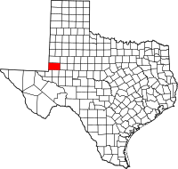 Karta över Texas med Andrews County markerat