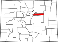 Karta över Colorado med Arapahoe County markerat