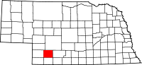 Karta över Nebraska med Hayes County markerat