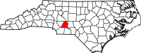 Karta över North Carolina med Stanly County markerat