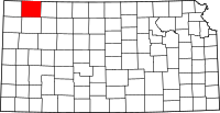 Karta över Kansas med Rawlins County markerat
