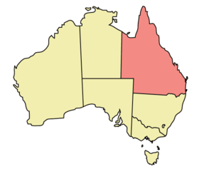 Australien med Queensland markerat
