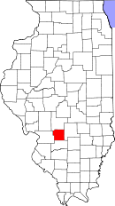 Karta över Illinois med Bond County markerat