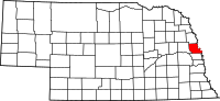 Karta över Nebraska med Washington County markerat